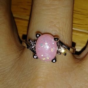 925 SS PINK FIRE OPAL RING